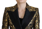 Black Gold Jacquard Coat Blazer Jacket
