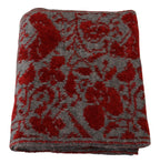 Red Grey Knitted Wrap Warmer Womens Shawl Scarf
