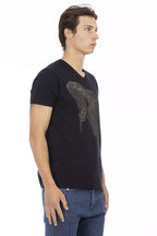 Black Cotton Men's V-Neck T-Shirt