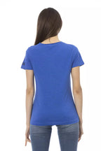 Blue Cotton Women T-Shirt