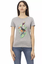 Gray Cotton Women T-Shirt