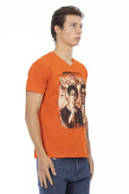 Orange Cotton Men's V-Neck T-Shirt