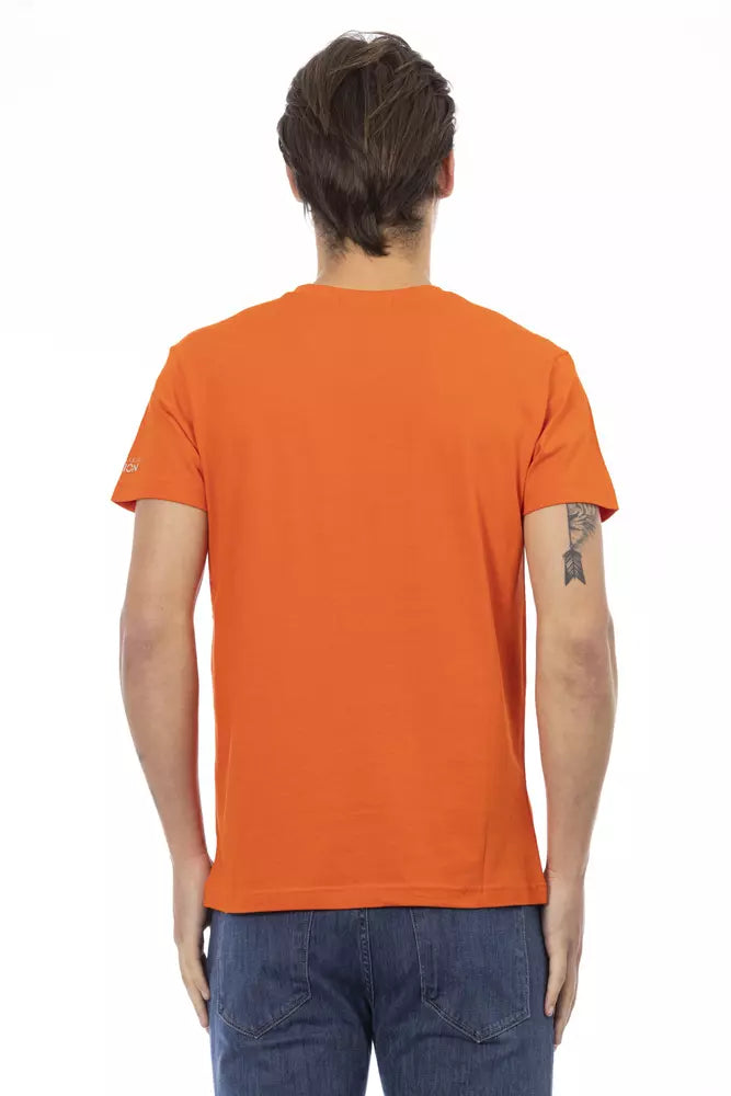 Orange Cotton Men's V-Neck T-Shirt