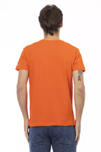 Orange Cotton Men's V-Neck T-Shirt