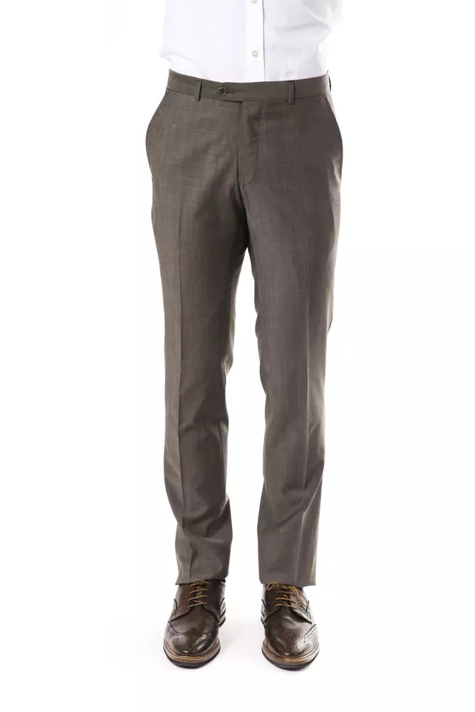 Gray Wool Mens Suit Pant