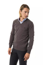 Gray Merino Wool Men Sweater