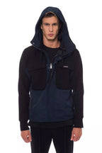 Black Wool Men Jacket with Hood and Pockets
