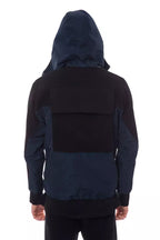 Black Wool Men Jacket with Hood and Pockets