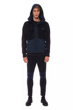 Black Wool Men Jacket with Hood and Pockets