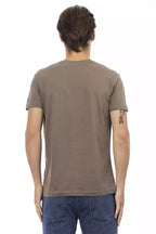 Brown Cotton Men's V-Neck T-Shirt