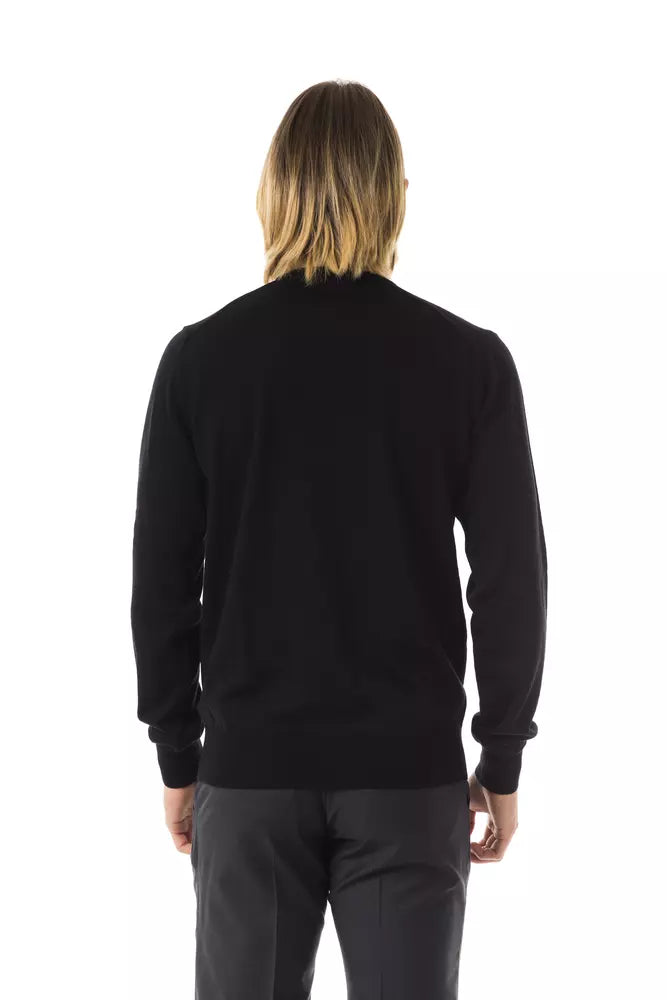 Black Merino Wool Men's Sweater