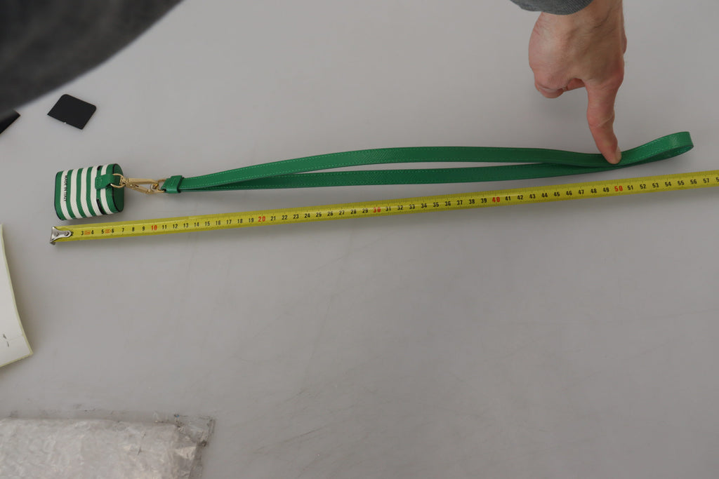 Green Leather Strap Gold Metal Logo Airpods Case