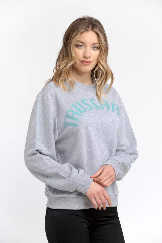 Gray Cotton Women Sweatshirt