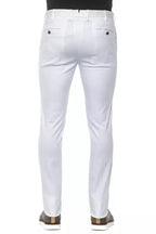 White Cotton Men Slim Trouser
