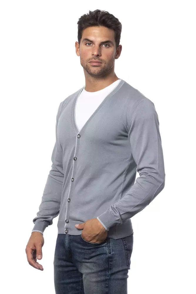 Gray Cotton Men's Cardigan