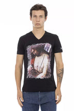 Black Cotton Men's V-Neck T-Shirt