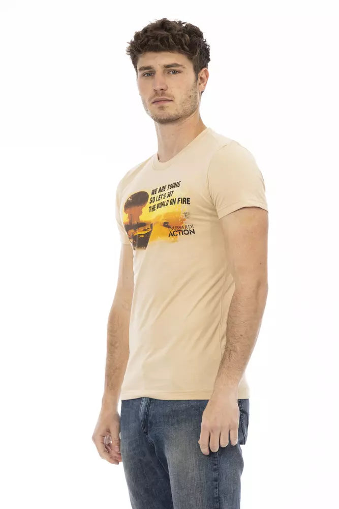 Beige Cotton Men's T-Shirt