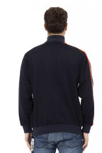 Blue Polyester Men Sweatshirt