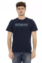 Blue Cotton Men T-Shirt