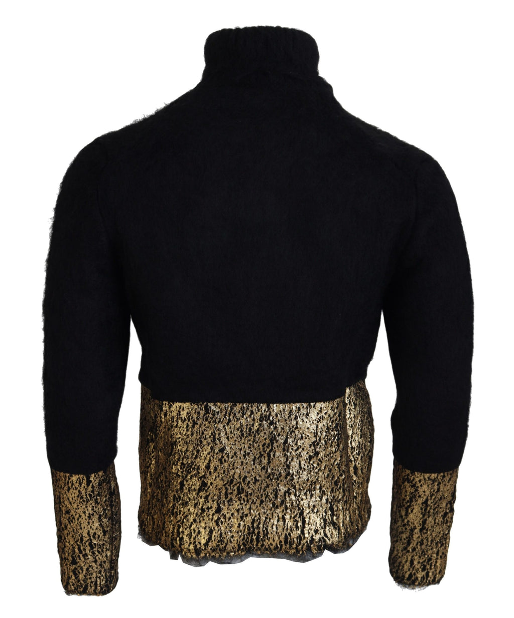 Black Gold Turtleneck Mohair Pullover Mens Sweater