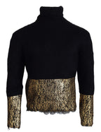 Black Gold Turtleneck Mohair Pullover Mens Sweater