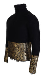 Black Gold Turtleneck Mohair Pullover Mens Sweater