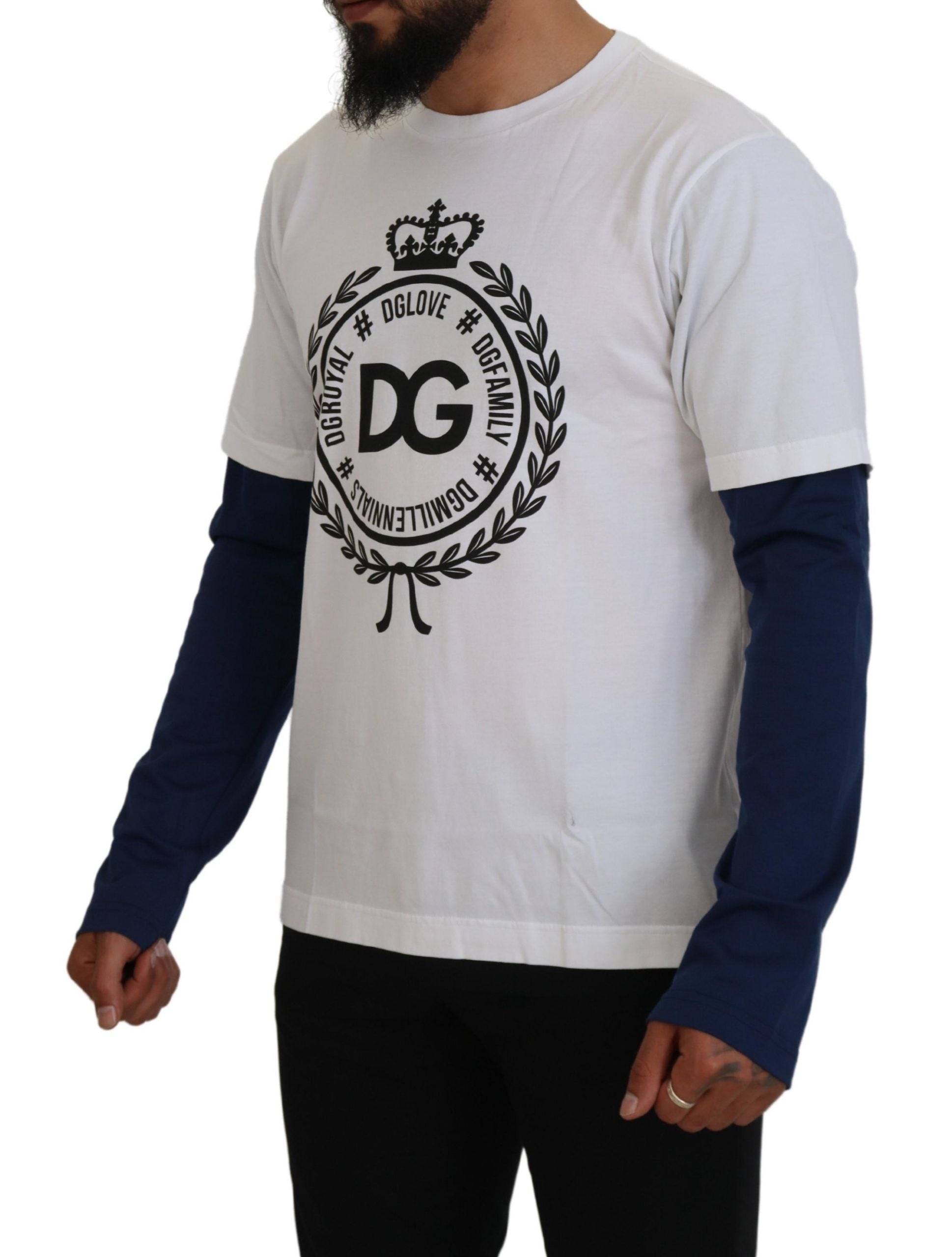 White Blue DG Crown Pullover Sweater