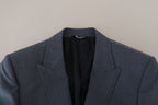 Blue Wool Stretch Slim Fit Jacket Blazer