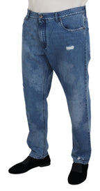 Blue Washed Cotton Casual Denim Jeans