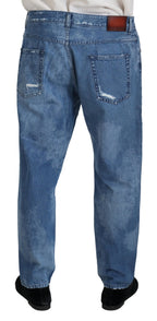 Blue Washed Cotton Casual Denim Jeans