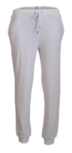 White Cotton Logo Mens Jogger Pants