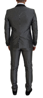 Black White Silk MARTINI Slim Fit Suit