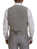 Silver Wool Silk 3 Piece Slim Fit Suit