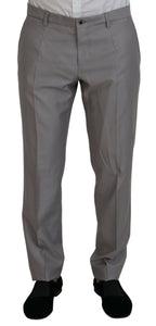 Silver Wool Silk 3 Piece Slim Fit Suit