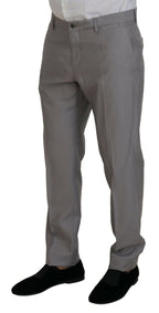Silver Wool Silk 3 Piece Slim Fit Suit