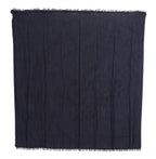 Dark Blue Wool Neck Wrap Shawl Fringes Scarf