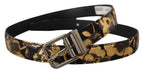 Multicolor Jacquard Leather Logo Metal Buckle Belt