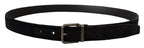 Black Velvet Silver Tone Logo Metal Buckle Belt