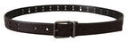 Burgundy Leather Perforated Metal Buckle Belt