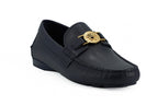 Navy Blue Calf Leather Loafers Shoes