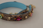 Brown Exotic Leather Crystals Shoulder Strap