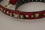 Red Python Leather Crystals Reversible Shoulder Strap