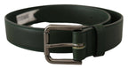 Army Green Leather Logo Metal Waist Buckle Belt