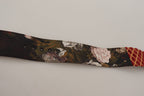 Multicolor Wide Leather Floral Gold Metal Buckle Belt