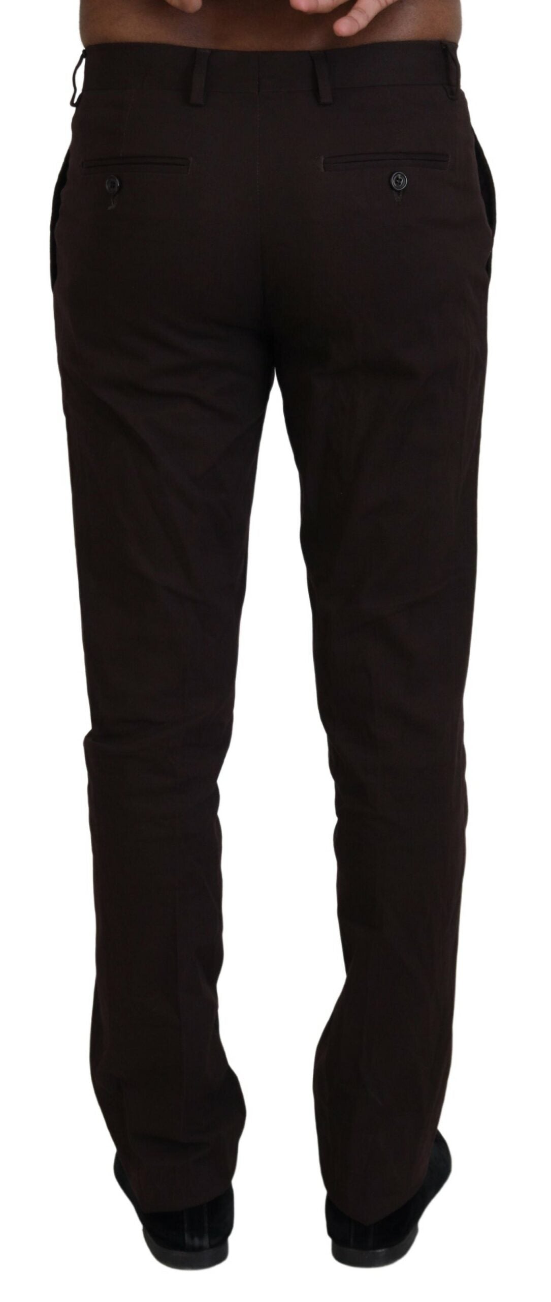Brown Cotton Tapered Formal Men Pants