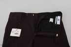 Brown Cotton Tapered Formal Men Pants