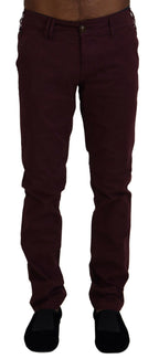 Maroon Cotton Stretch Skinny Casual Men Pants
