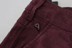 Maroon Cotton Stretch Skinny Casual Men Pants