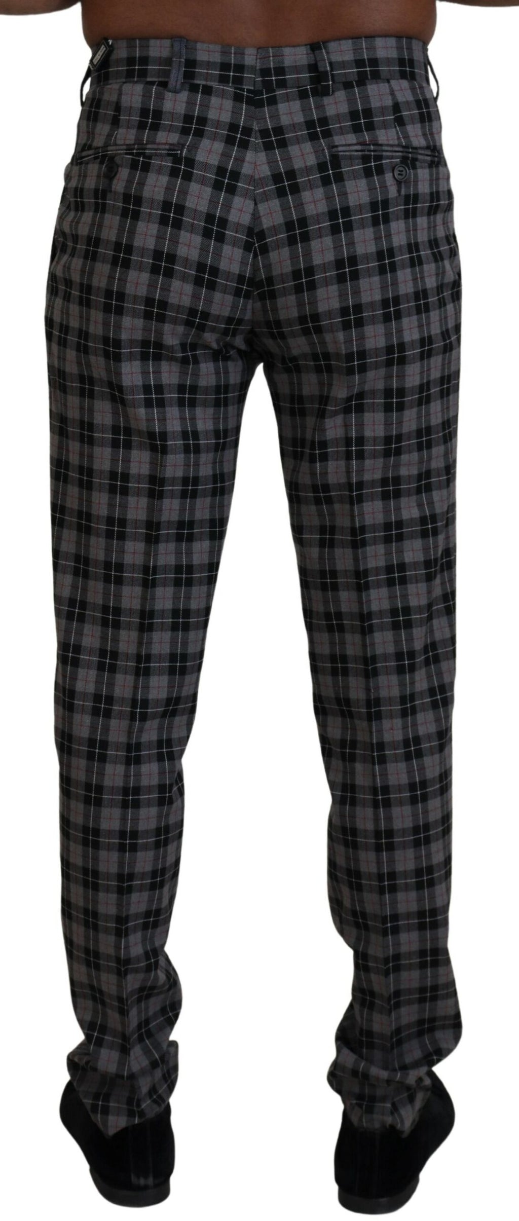 Gray Checkered Slim Fit Men Pants