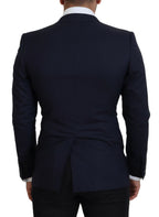 Blue Wool Slim Fit Formal Coat Blazer